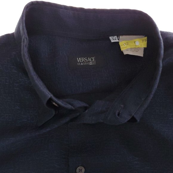 17 1/2 XL VTG VERCACE V2 ALL Over Print Mens Shirt - Picture 12 of 16